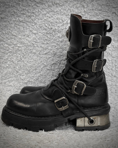 New Rock Steel Heel High Top Leather Boots