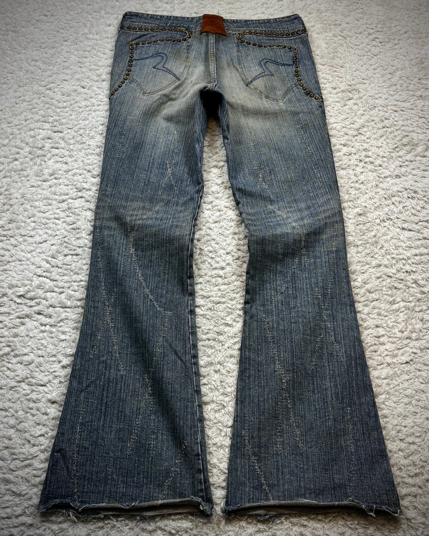 Obelisk Star Studded Vintage Flared Jeans