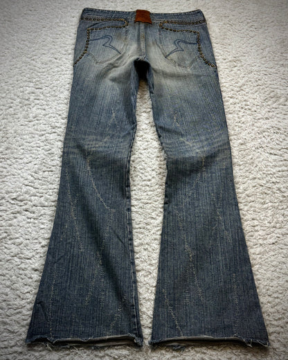 Obelisk Star Studded Vintage Flared Jeans