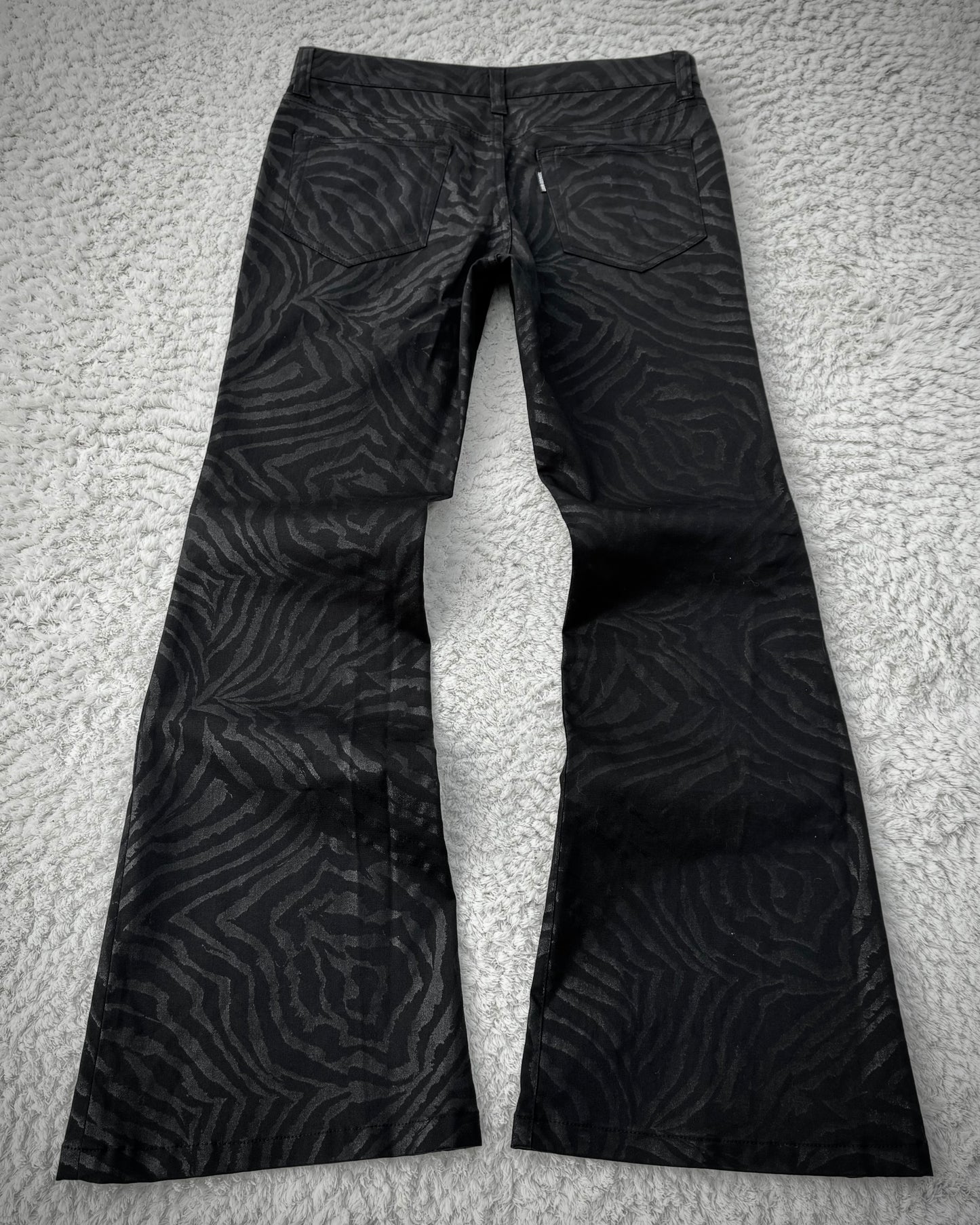 Tornado Mart Zebra Waxed Flared Pants