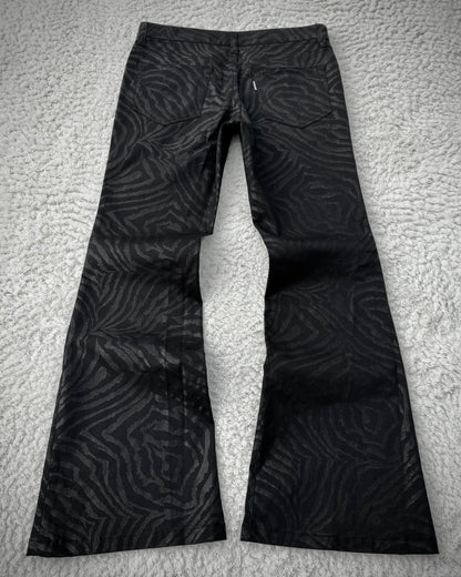 Tornado Mart Zebra Waxed Flared Pants