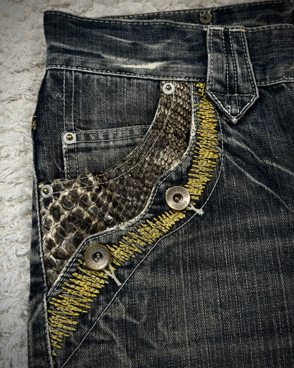 Semantic Design Python Detailed Sword Knee Bootcut Jeans