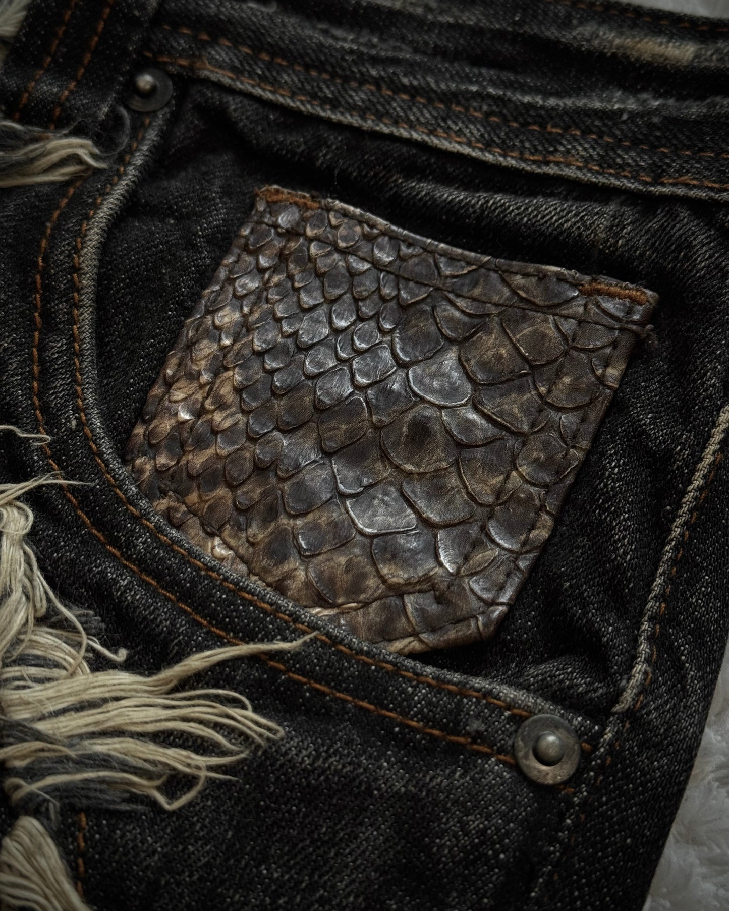 Semantic Design Python Detailed Silver Splatter Bootcut Jeans