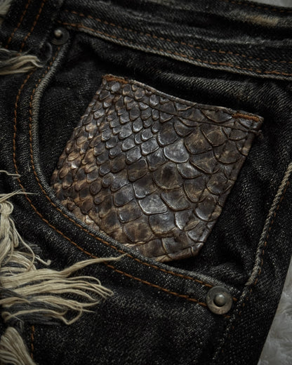 Semantic Design Python Detailed Silver Splatter Bootcut Jeans