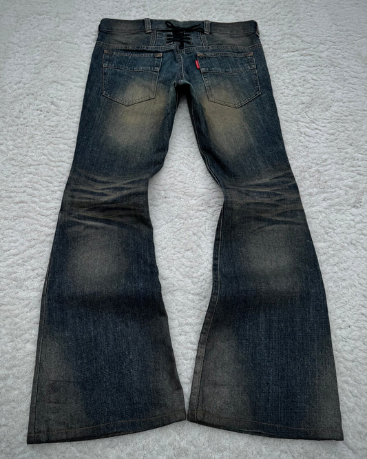 Tornado Mart Whisker Mud Wash Flared Jeans