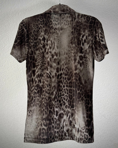 Shellac Leopard Pattern Button Up T-Shirt