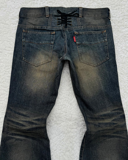 Tornado Mart Whisker Mud Wash Flared Jeans