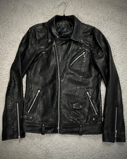 14th Addiction “10 Pythons” Pierced Leather Rider Jacket