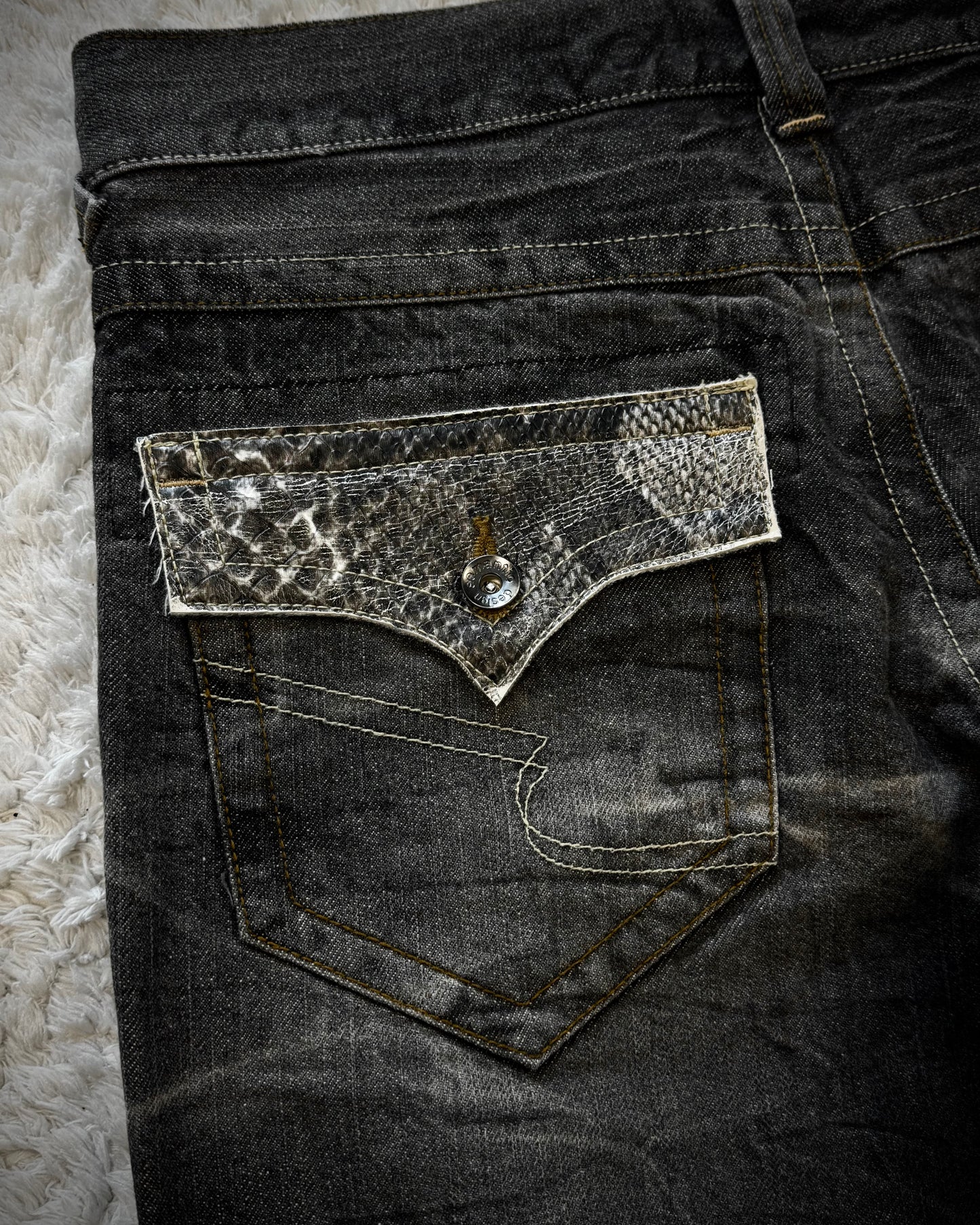 Semantic Design Python Detailed Fringed Denim Shorts