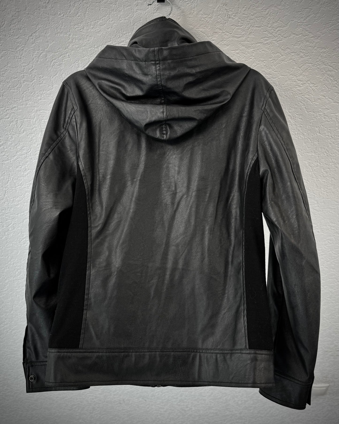 Xfrm Full Zip Hooded Faux Leather Jacket