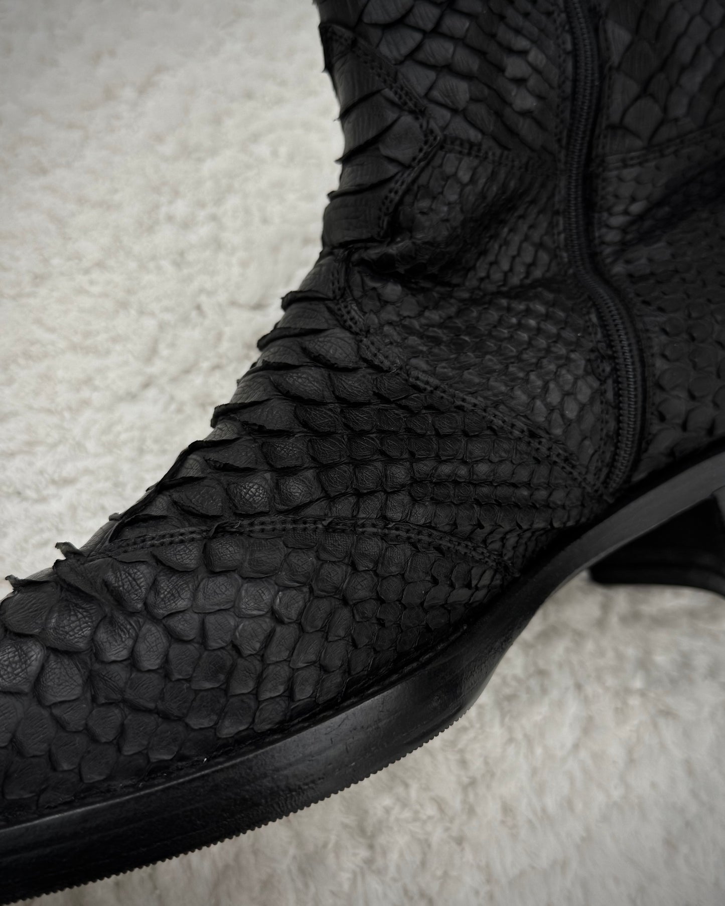 Rewind Pointed Python Leather Boots