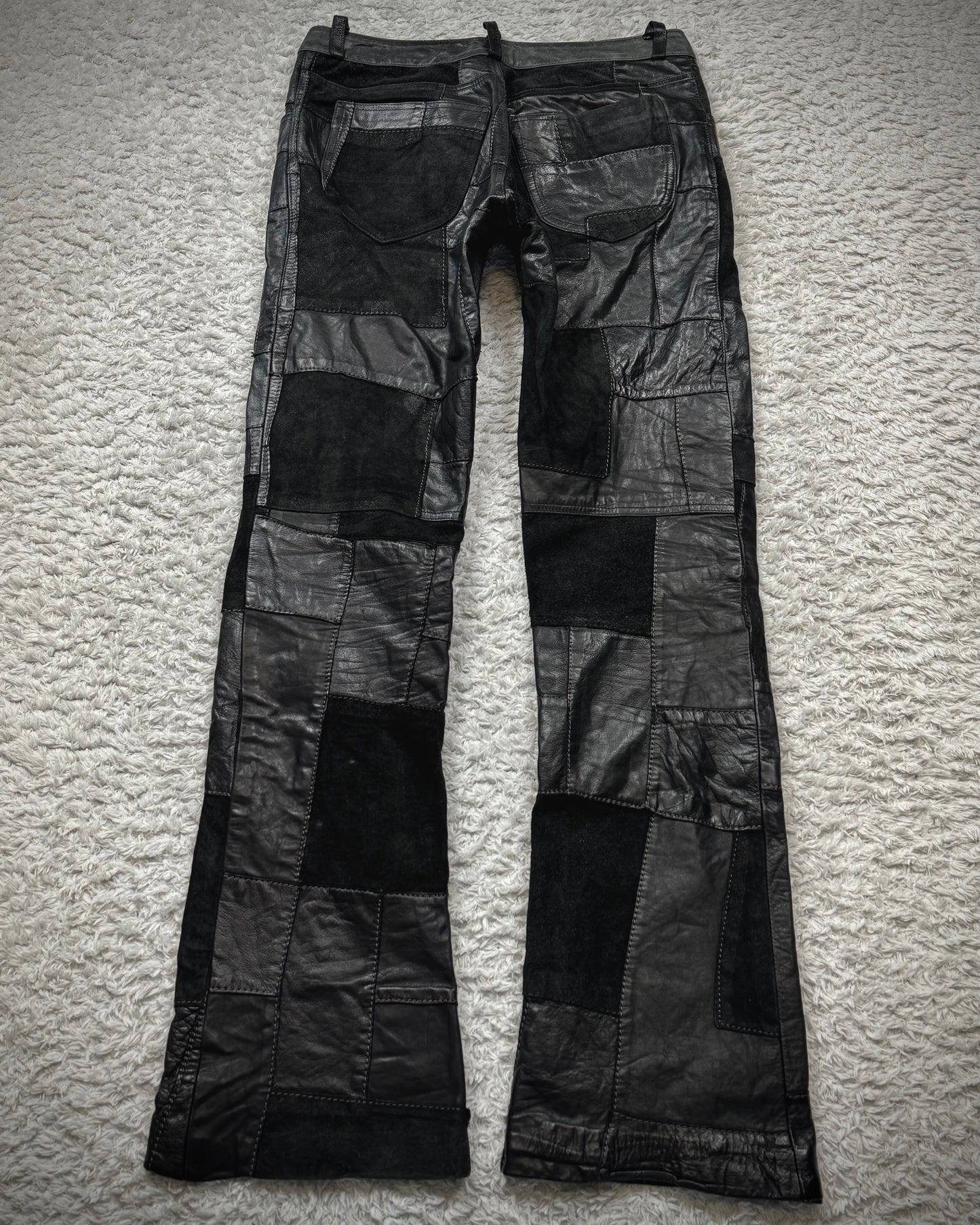 John Cherpas Marquis Flared Leather Patchwork Pants