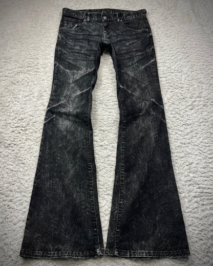 Tornado Mart Clawmarks Washed Bell Bottom Flared Jeans
