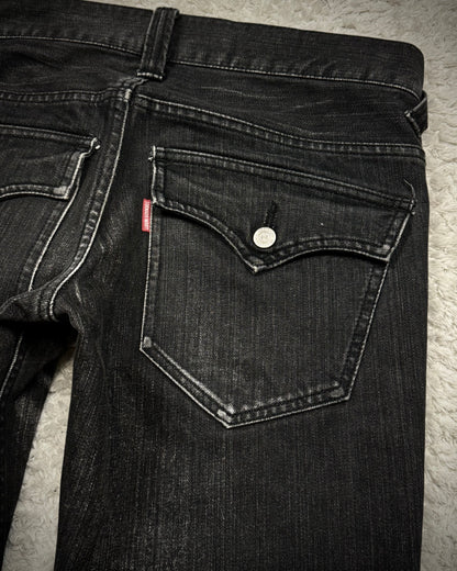 Tornado Mart Clawmarks Washed Spiral Flared Jeans