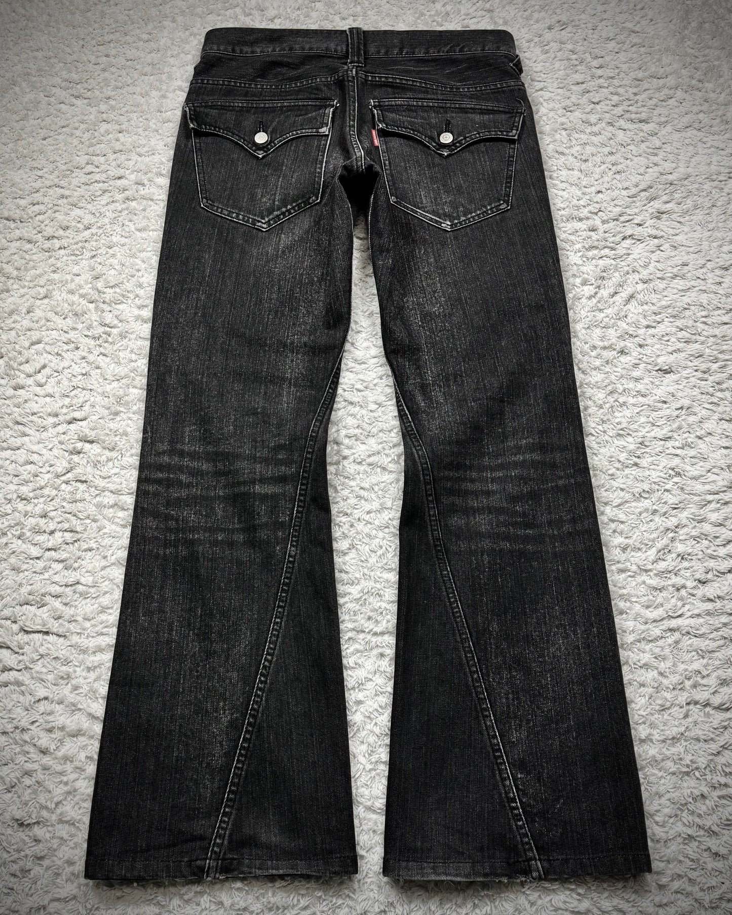 Tornado Mart Clawmarks Washed Spiral Flared Jeans