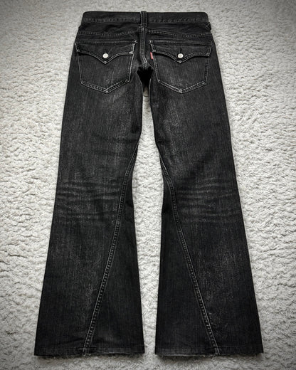 Tornado Mart Clawmarks Washed Spiral Flared Jeans