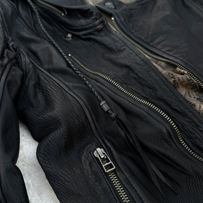 14th Addiction Asymmetrical Hooded Bono Leather Jacket