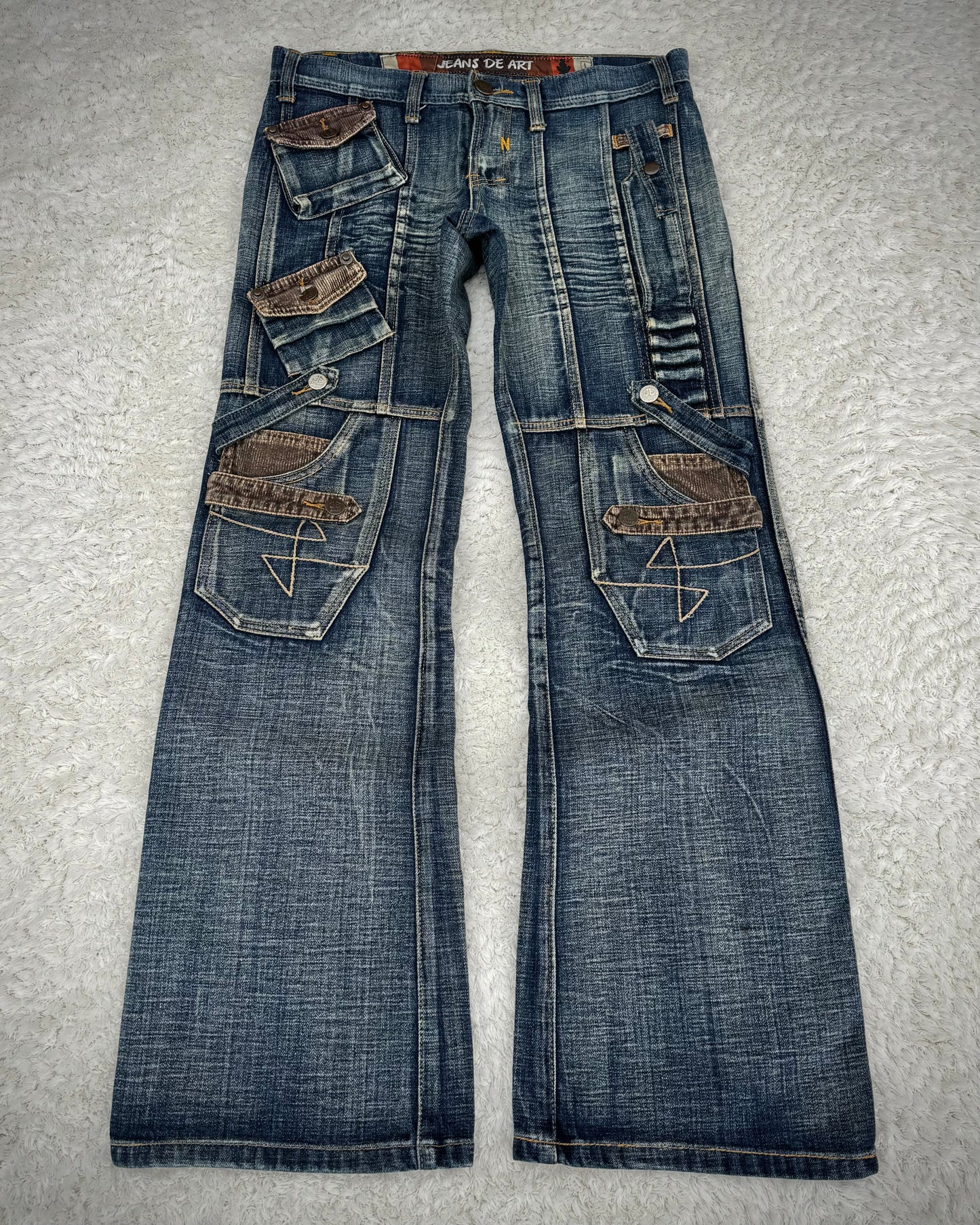 Jeans De Art Multi-Pocket Vintage Bootcut Denim