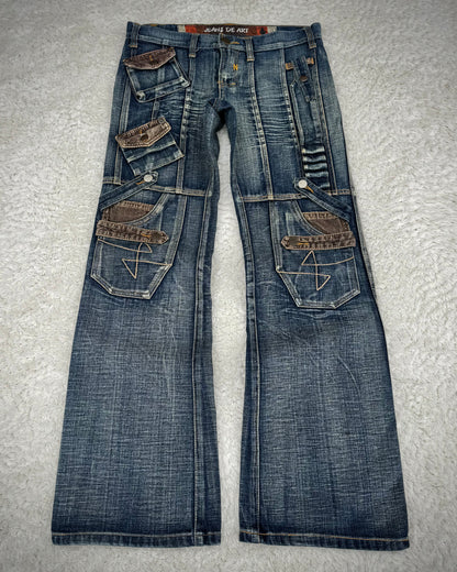 Jeans De Art Multi-Pocket Vintage Bootcut Denim