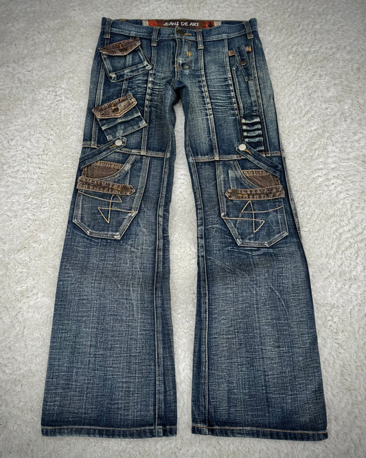 Jeans De Art Multi-Pocket Vintage Bootcut Denim