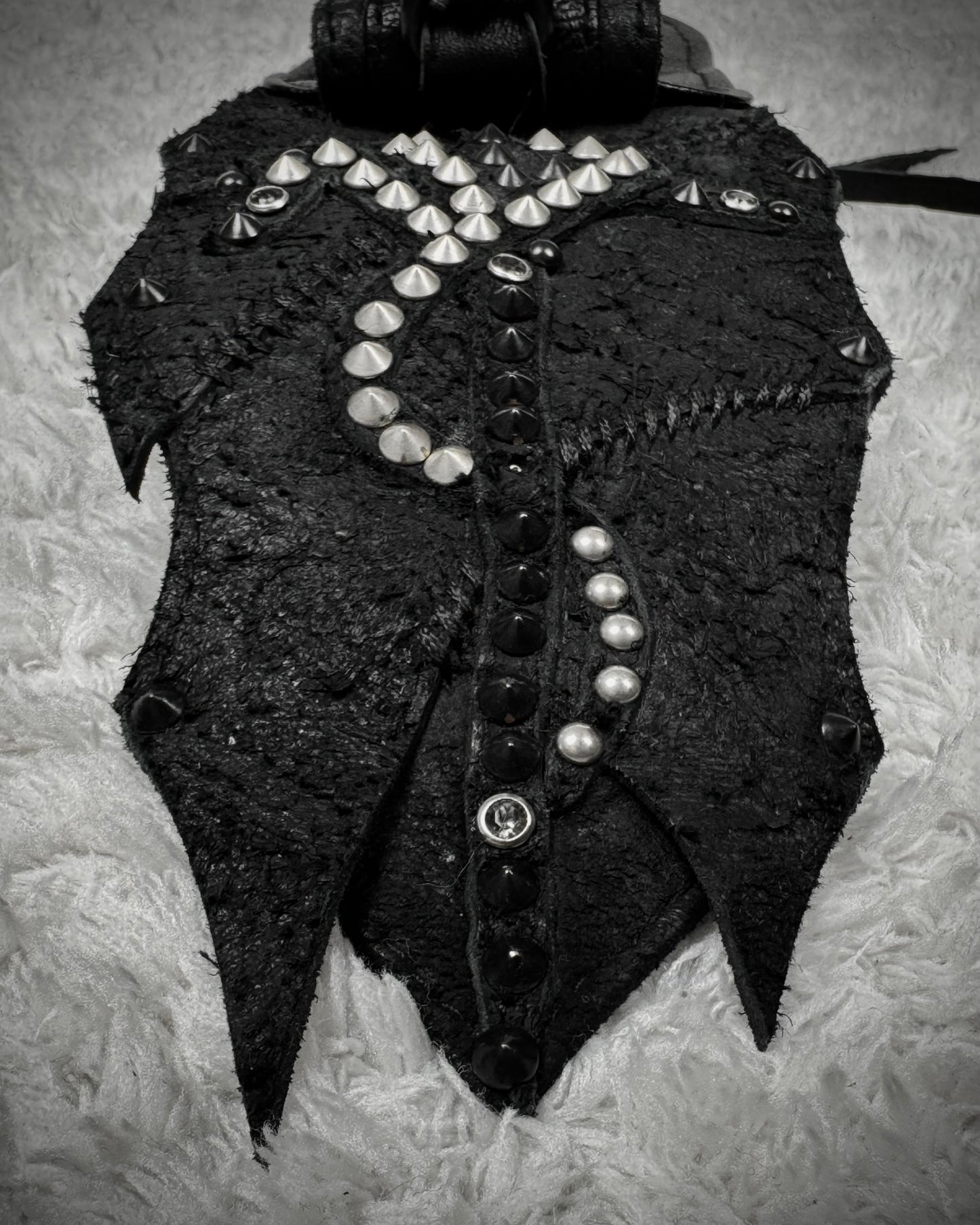 KMRii Cross Serpent Studded Scar Stitched Leather Pouch