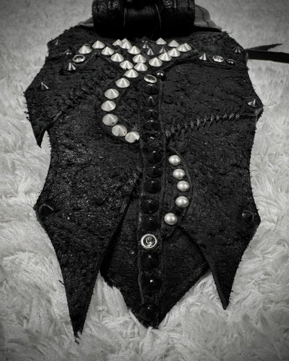 KMRii Cross Serpent Studded Scar Stitched Leather Pouch