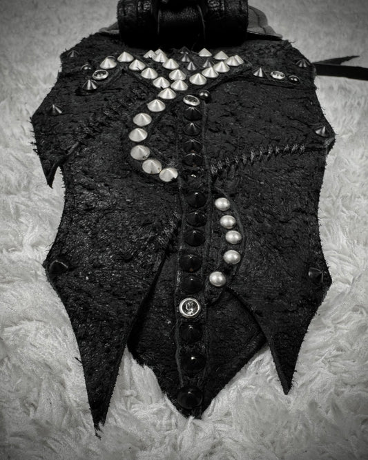 KMRii Cross Serpent Studded Scar Stitched Leather Pouch