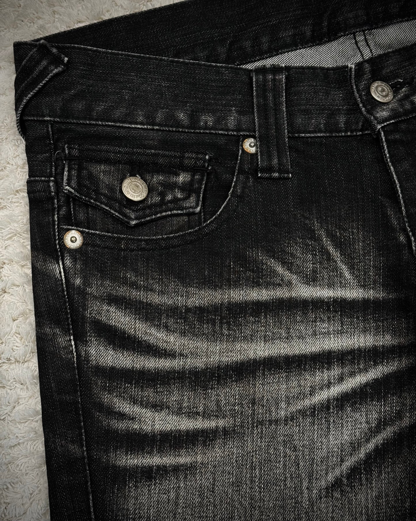 Tornado Mart Clawmarks Washed Spiral Flared Jeans