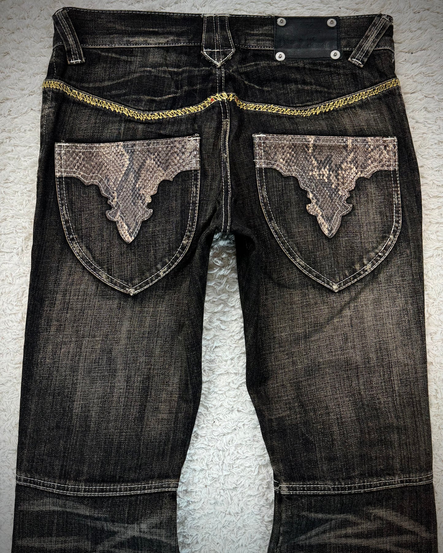 Semantic Design Python Detailed Sword Knee Bootcut Jeans