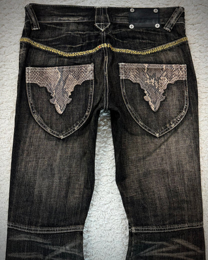 Semantic Design Python Detailed Sword Knee Bootcut Jeans