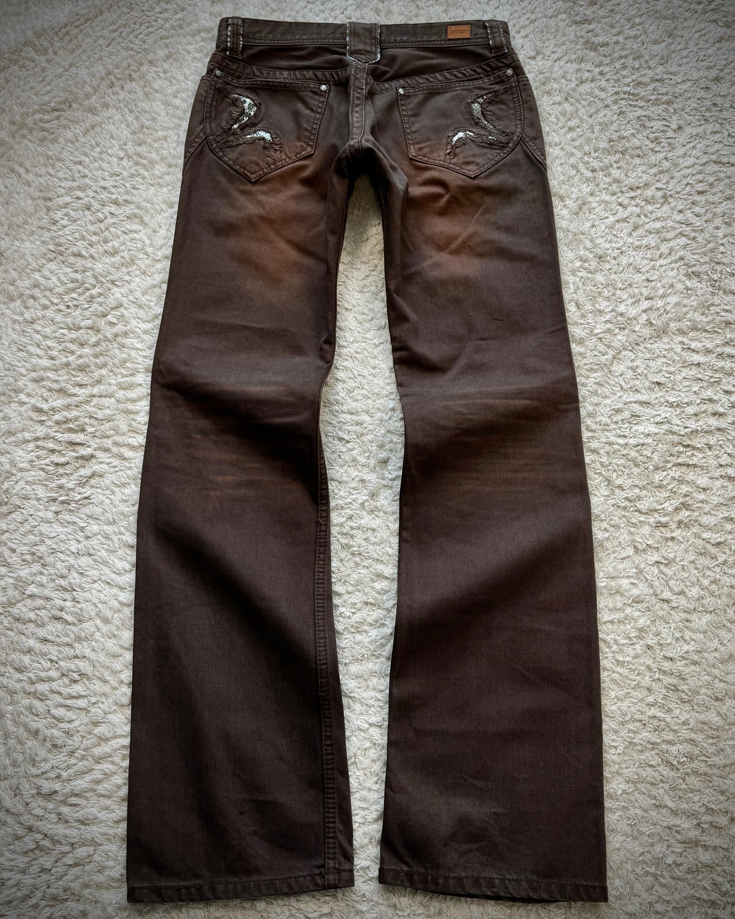 Nicole Club Python Detailed Clawmarks Washed Bootcut Jeans