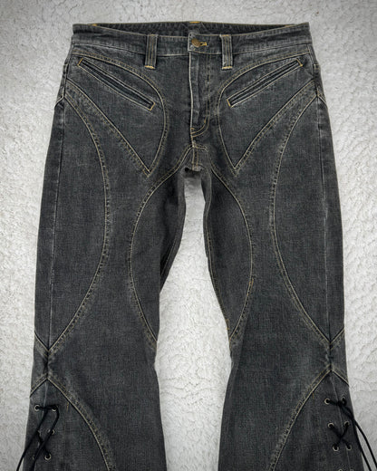 Tornado Mart Dynamic Flared Lace-Up Jeans