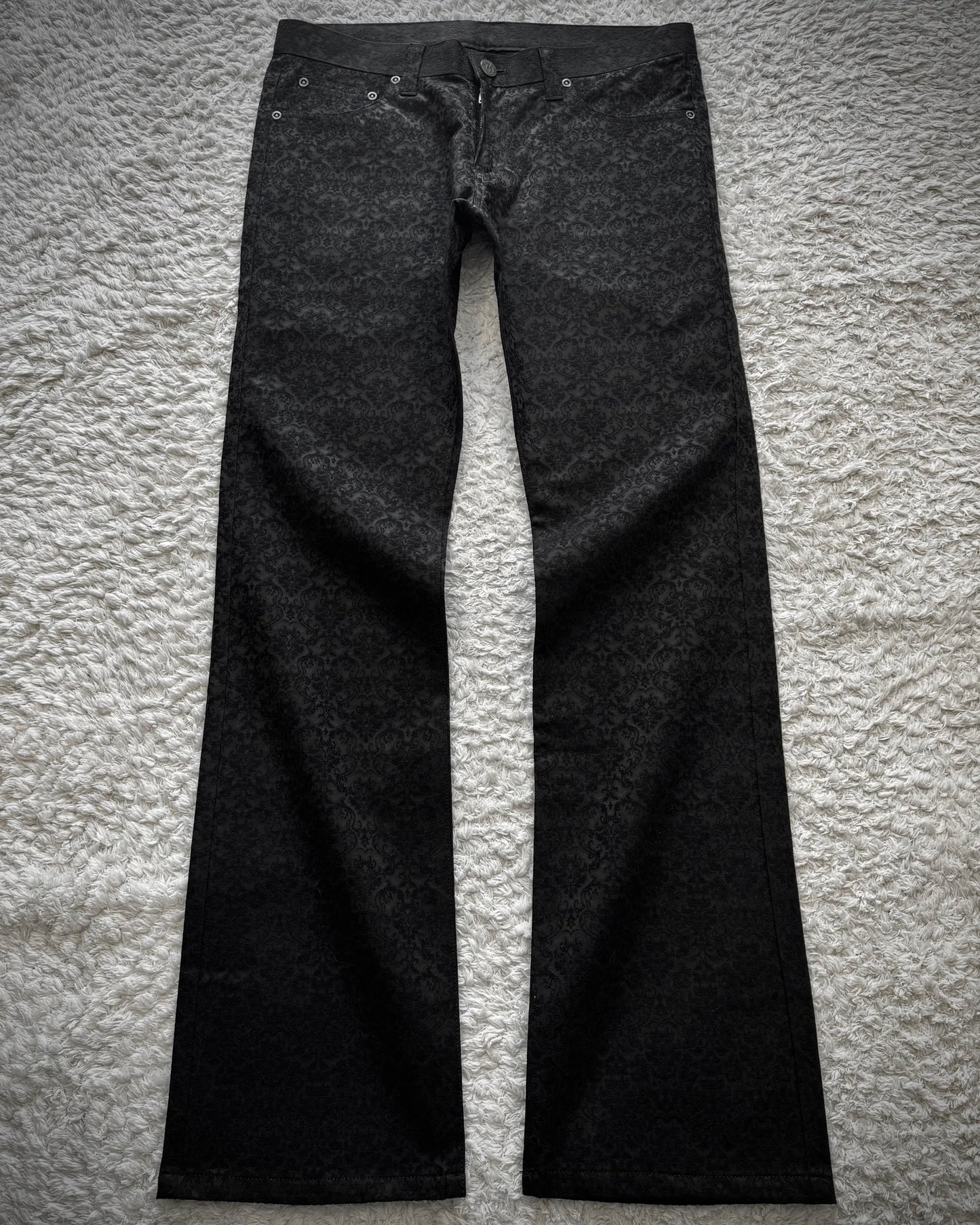 Black Varia Jacquard Woven Bootcut Dress Pants