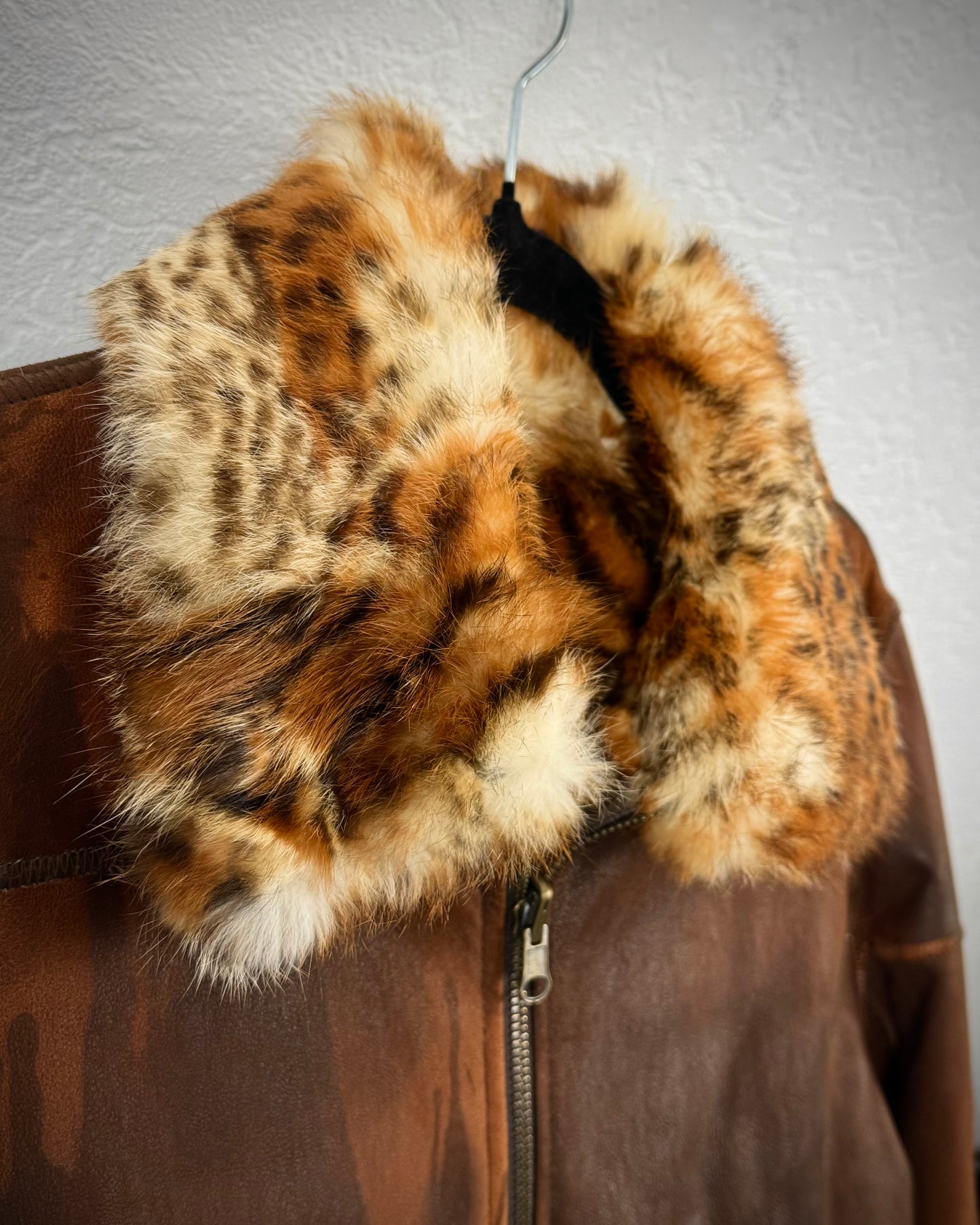 Wildcat Fur Extended Studded Leather Jacket