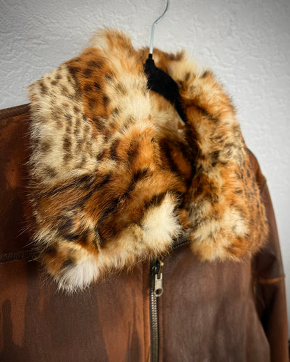 Wildcat Fur Extended Studded Leather Jacket