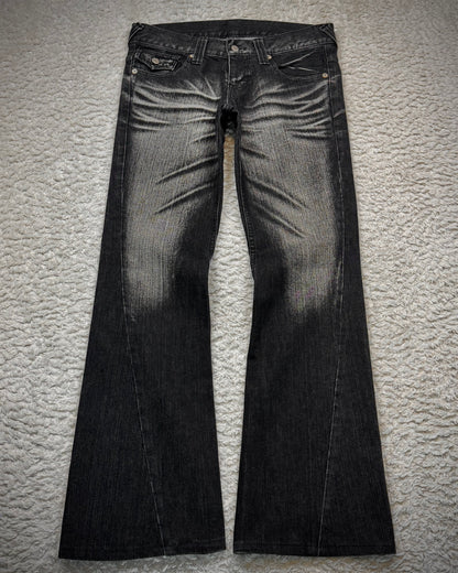 Tornado Mart Clawmarks Washed Spiral Flared Jeans