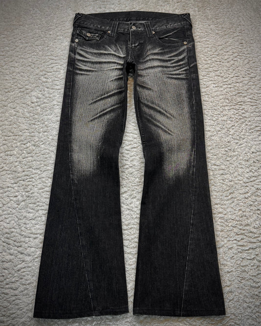 Tornado Mart Clawmarks Washed Spiral Flared Jeans