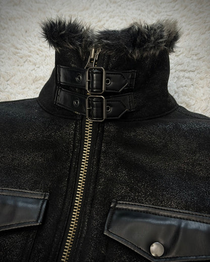 291295=HOMME Luster Textured Full Fur Jacket