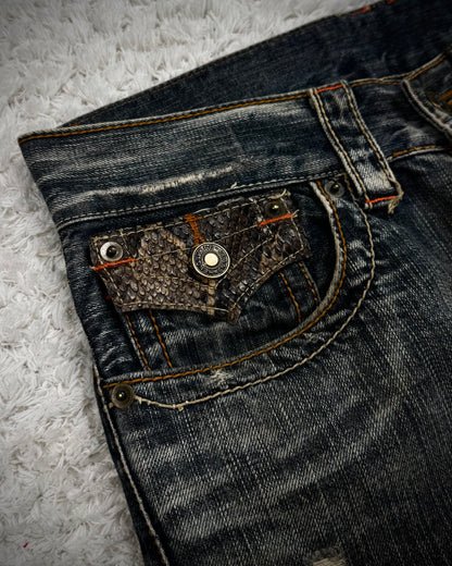 Semantic Design Python Detailed Spiral Flared Jeans