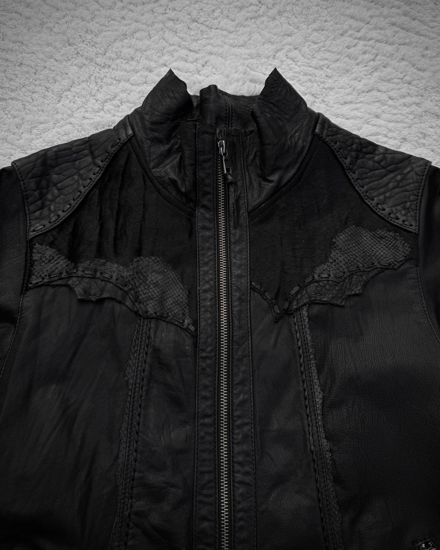 14th Addiction Scarred Leather Jacket