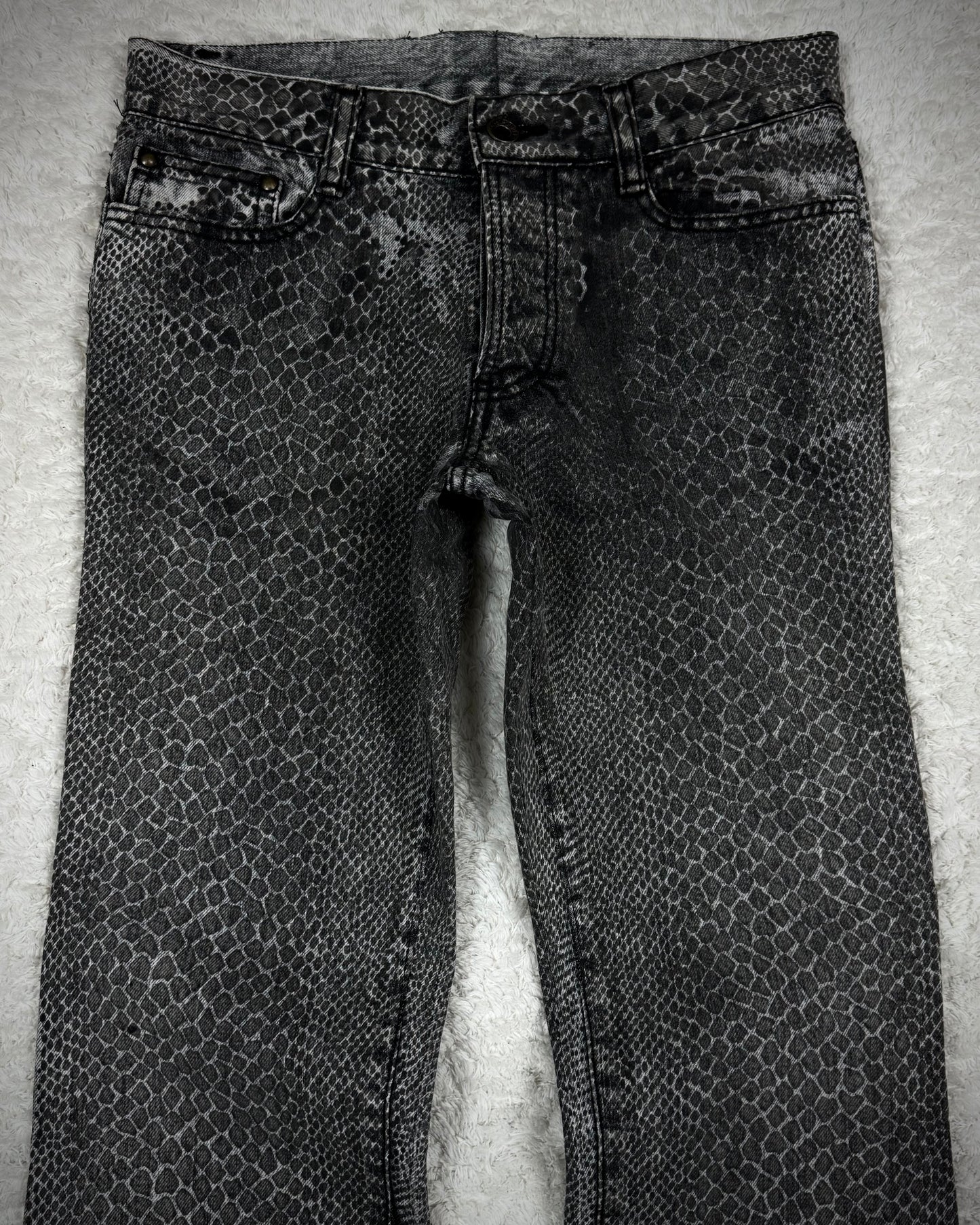 5351 Pour Les Hommes Python Coated Flared Jeans