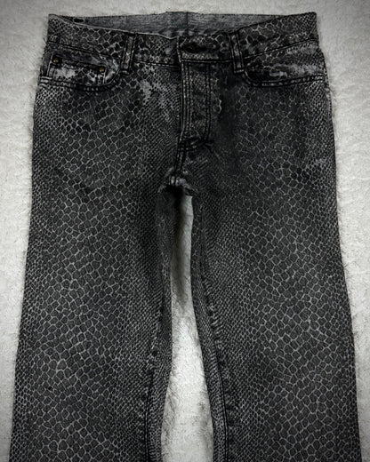 5351 Pour Les Hommes Python Coated Flared Jeans