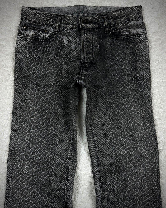 5351 Pour Les Hommes Python Coated Flared Jeans