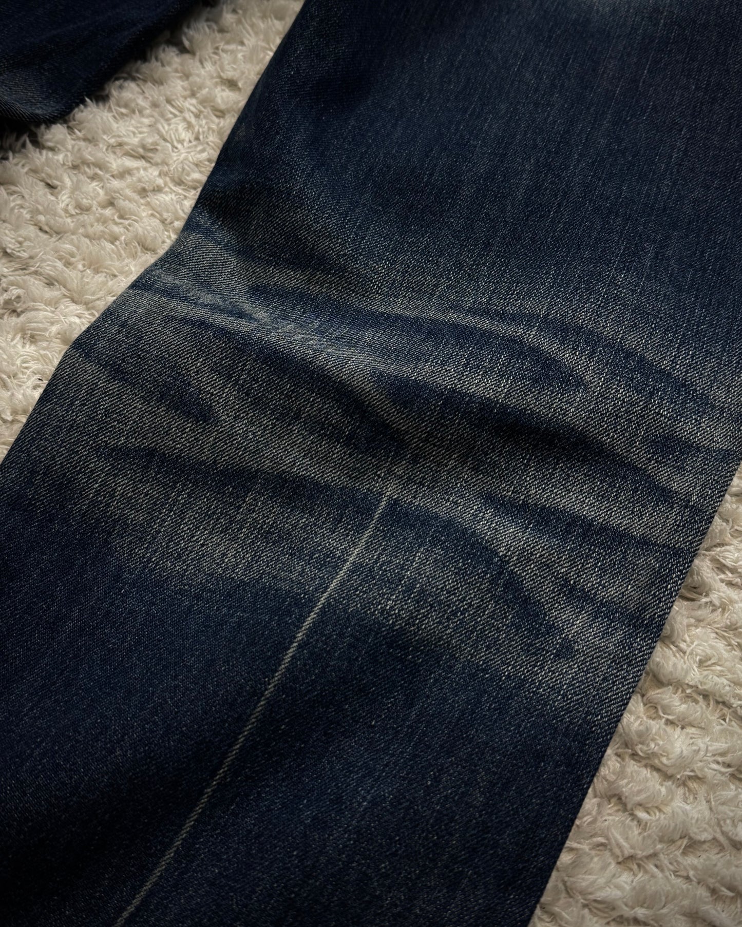 Vanquish Whisker Washed Distressed Flared Jeans