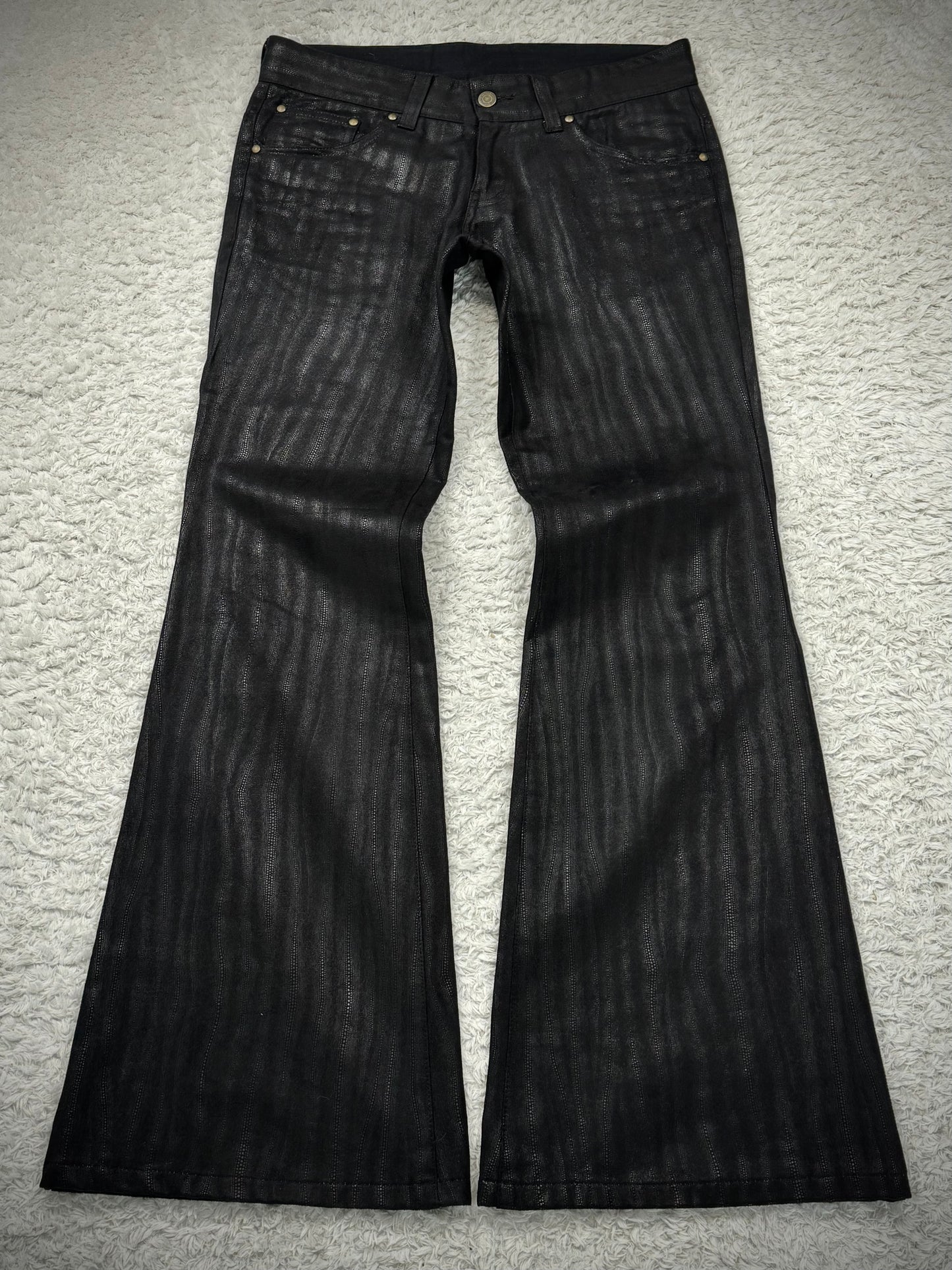 Tornado Mart Stingray Waxed Luster Flared Pants