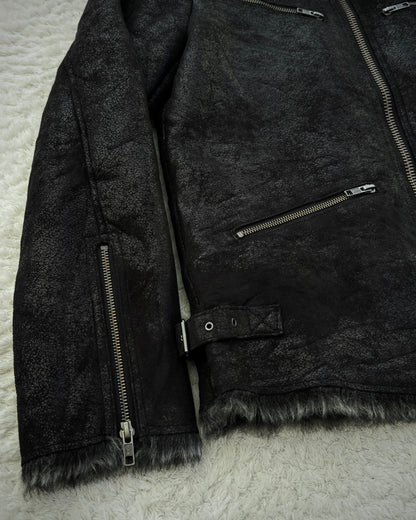 291295=HOMME Cracked Waxed Fur  Jacket
