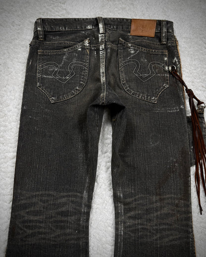 Obelisk Silver Waxed Holster Pouch Flared Jeans