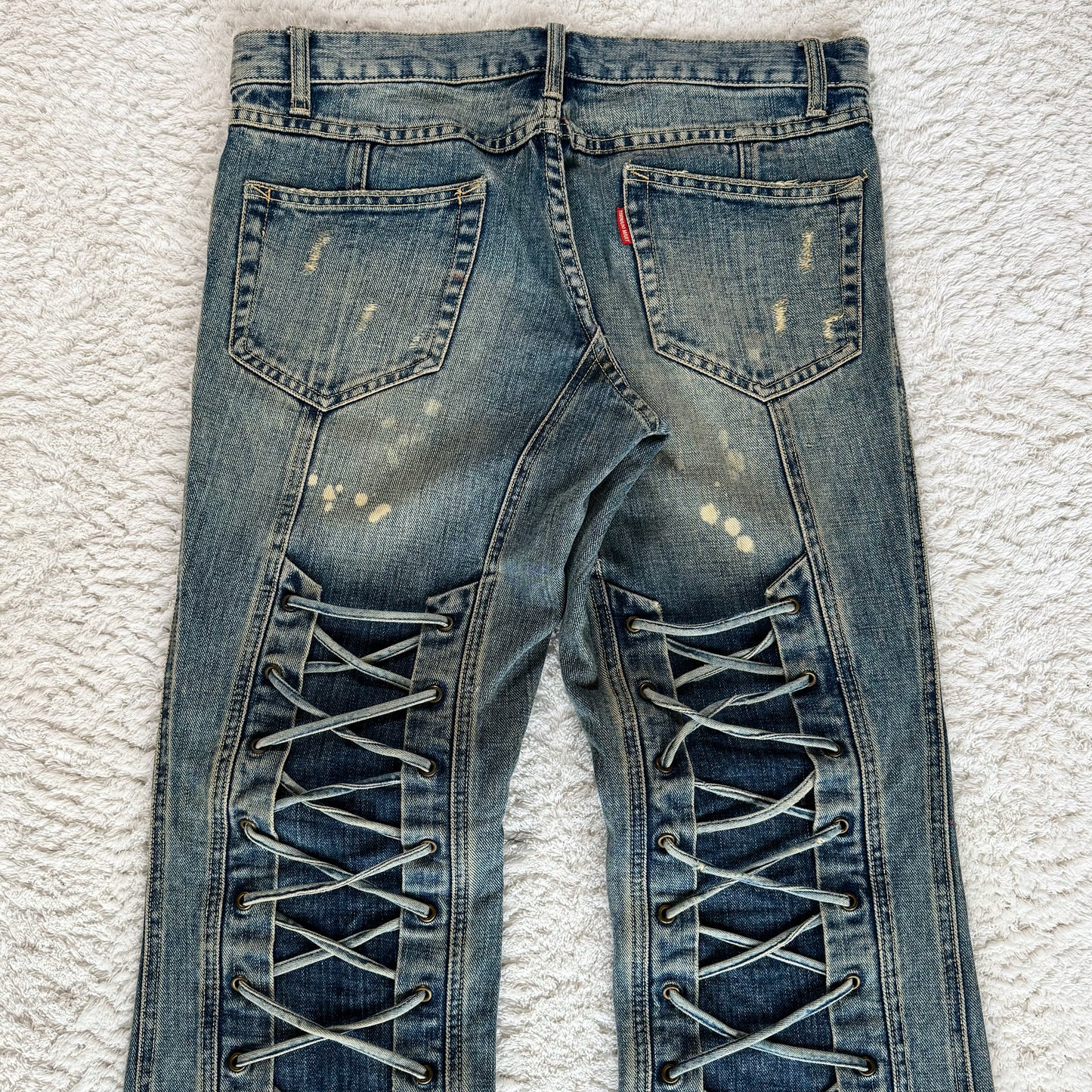 Tornado Mart Mud Washed Backlace Flared Jeans