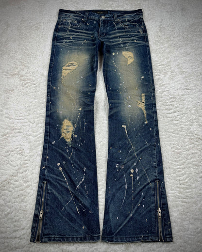 Lagust Gold & Silver Splatter Zippered Bootcut Denim