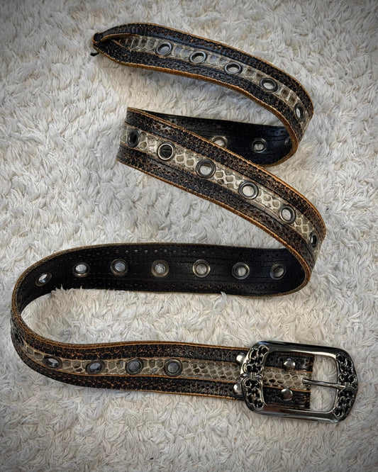 Tornado Mart Python Vintage Leather Belt